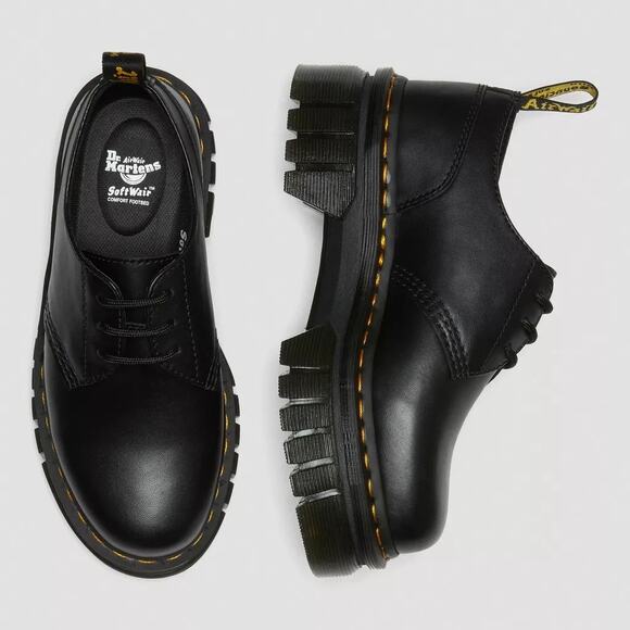 Dr. Martens Audrick 3-Eye Platform Shoes Black Leather UK 7 US 9 Chunky Sole EUC - Picture 5 of 16